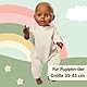 Heless 2480 - Puppenkleidung aus 100 Prozent Bio-Baumwolle, Strickstrampler in Ecru für Puppen und Kuscheltiere der Größe 35-45 cm