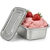 Hemoton Reusable Ice Cream Storage Containers with Lids Stainless Steel Food Keeper Freezer Box Insulated Ice Cream Tub for Refrigerator Home Made Ice Cream, 0.76 Quart Airtight Box for Frozen Yogurt