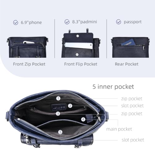 Image of Iswee Soft Leather Crossbody Bags for Women Shoulder Handbags Multi Pockets