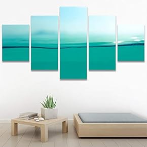 SIGNWIN 5 Panel Canvas Wall Art Aerial Beach...