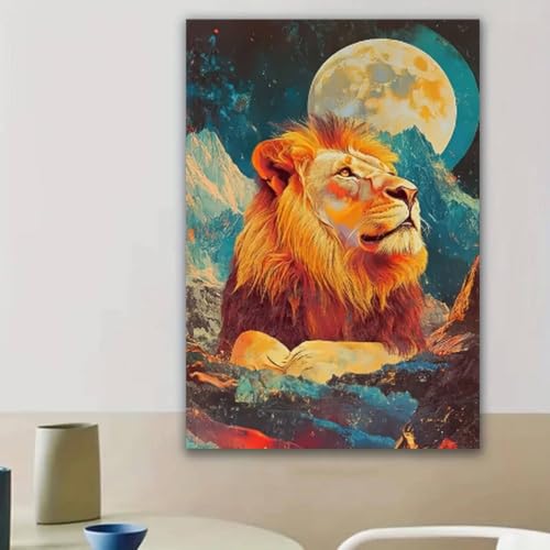 Décoration intérieure lion abstrait grand format sans cadre 60x80