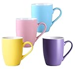Hylruu 330ml Unique Coffee Mugs, Ceramic Cup for Home and Office, Microwave Dishwasher Safe, Set of 4, Purple