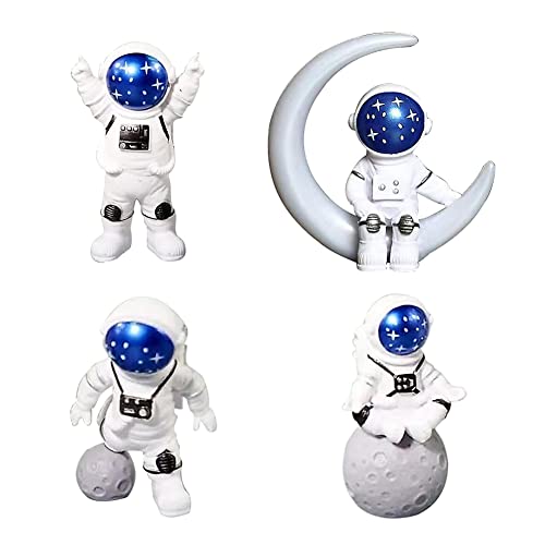 Syijupo 4 Piezas Astronauta Cake Topper, Mini Figuras de Astronauta, Astronauta Figuras Decorativas, para Tartas Regalo Decoracion, Decoración de Escritorio