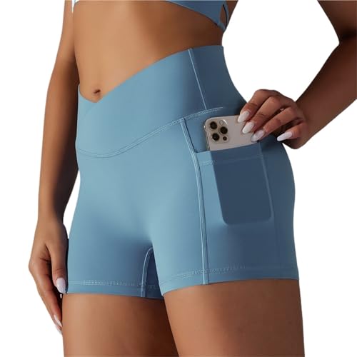 Short taille croisée avec poches pour femme running entraînement fitness et yoga