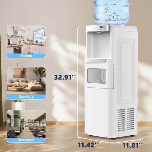 Image of Antarctic Star 3-in-1 Water Cooler with Ice Maker, Hot & Cold Top-Loading Water Dispenser for 5 Gallon Bottle, 33LBS /24H Ice Maker Output, Child Safety Lock, Water Machine for Home & Office, White