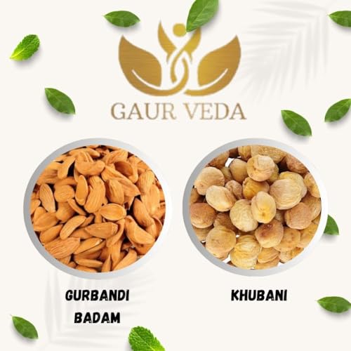 Image of GAURVEDA Gurbandi Badam and Khubani Combo Pack | Premium Almonds & Dried Apricots | Healthy Snack | Rich in Nutrients & Antioxidants | 50 Grams Each