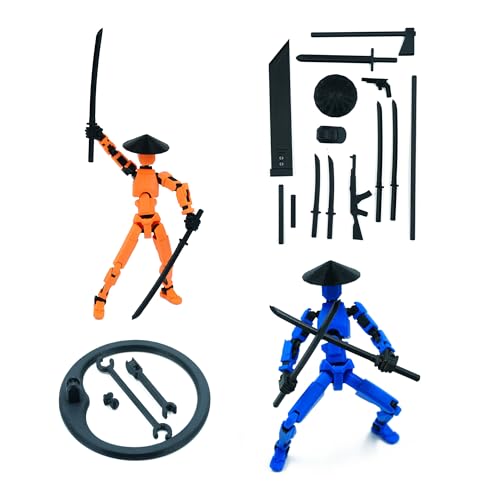 Image of Dummy 13 Action Figure Robot | Fully Articulated 3D Printed Robot Toy | 5.4-inch Collectible Figurine | Matte Finish | Unassembeled | Combo of 2 with Accessories(OrangeBlack+BlueBlack)