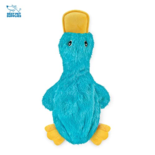 Image of Best Pet Supplies Interactive Squeaky Dog Chew Toy, Ideal Dog Toys for Chewers, Small, Medium & Large Dogs, and Fetch Lovers - Crinkle Duck (Turquoise), Medium