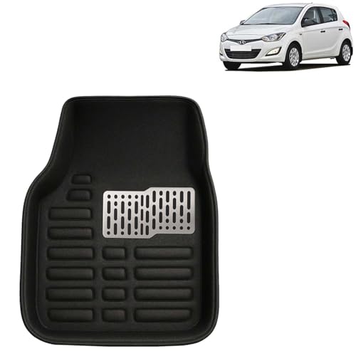 Image of Kingsway Accessories Premium 4D Car Floor Mats Only Compatible with Hyundai I20 Year 2011 to 2014 All Model, Set of 3 Pcs, 100% Waterproof Tray Shape PVC 4D Car Foot Mats, Black
