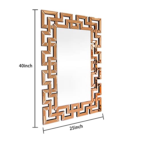 Shyfoy 40" L X 26" W Rectangular Wall Mirror Decorative Grecian Venetian Mirror Orange Modern Home Decor For Living Room Entryway Hotel Ding Room Vanity #TOP6