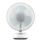 Impex BREEZE-D3 Rechargeable Table Fan with Dual Selection LED Light,3 Fan Speed Control, Solar Input Socket & 3 Blade Table Fan (2800 Rpm, White)