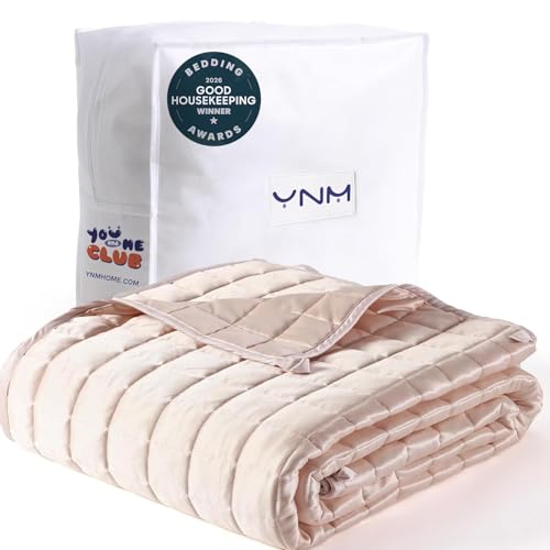 Image of YnM Cooling Weighted Blanket for Adults, 20lbs Heavy Bed Throw Comforter with 100% PE Fabric, Ideal for Hot Sleepers or Summer Days(60x80 Inches for Queen /King Bed, 20 Pounds, Pink)