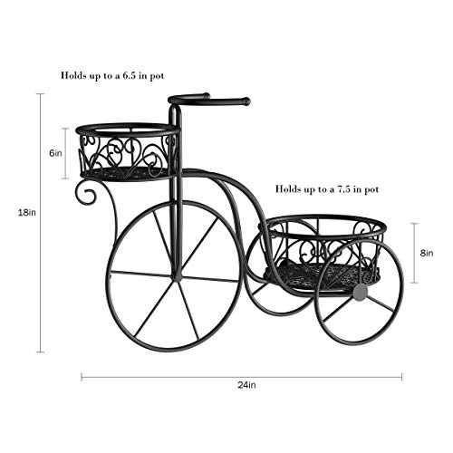 Pure Garden 50-Lg1153 Tricycle Plant Stand – 2-Tiered Indoor Or Outdoor Decorative Vintage-Look Metal Display For Patio, Deck, Home Or Lawn (Black) #TOP1