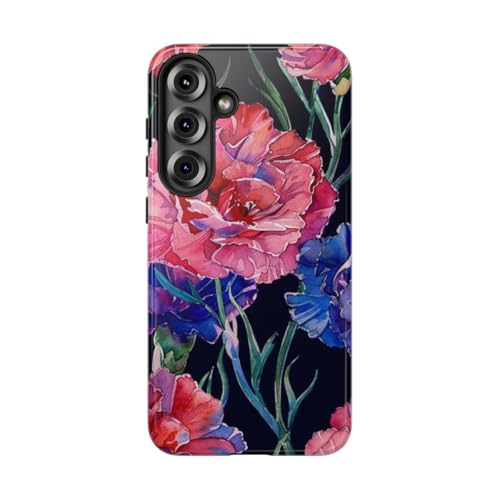 Coque Samsung S25 Plus fleurie noire brillante pour un style élégant au quotidien