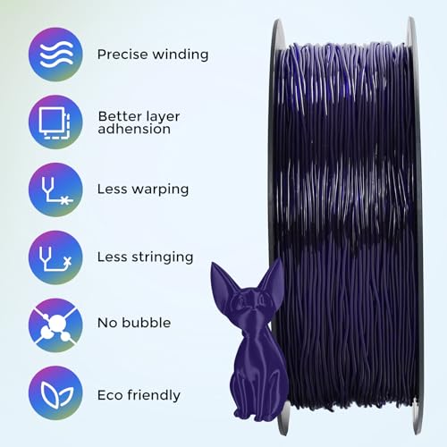 Image of Comgrow TPU Filament 1.75, Flexible 3D Printer Filament, 95A Soft fit Most 3D Printers Dimensional Accuracy + /- 0.02mm TPU Transparent Purple 1kg (2.2lbs)