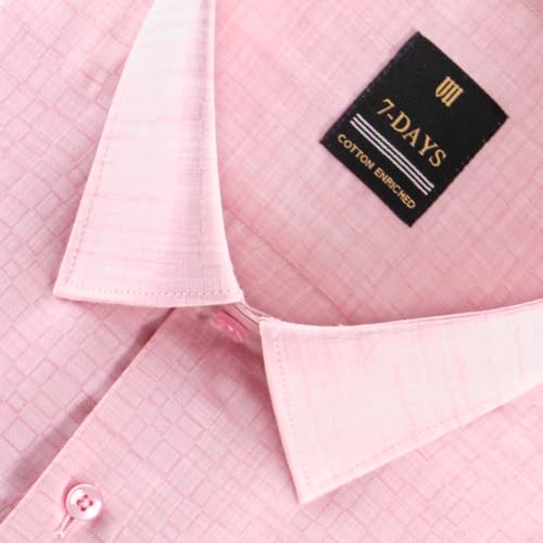 Image of 7-DAYS Premium Men's Formal Shirts - Cotton Rich, Textured Self-Design, Full Sleeve, Regular Fit, Wrinkle Resistant, with Pocket - Perfect for Office