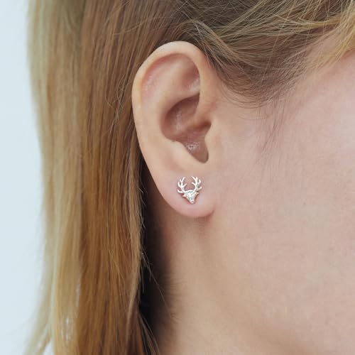 Boma Jewelry Sterling Stag Deer Head with Antlers Stud Earrings2