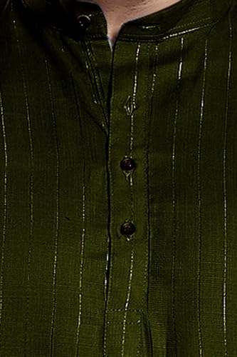 Image of DIVISIVE Men's Self Zari Line Cotton Blend Slim Fit Kurta Pyjama Set