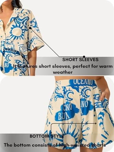 Image of GRECIILOOKS Co-ord Set for Women Stylish | Women Co-Ord Pajama Set | Stylish Night Dress & Beach Outfit | 2 Piece Printed Shirt & Shorts Loungewear | Comfortable Pajama Sets for Womens