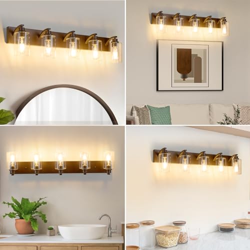 Image of 5-Light Bathroom Light Fixtures Modern ORB Vanity Lights