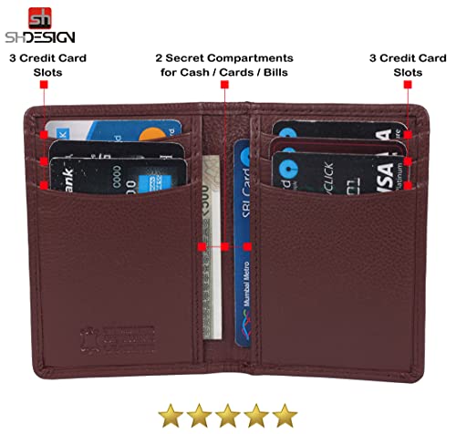Image of SHDESIGN Chris Brown Bi fold Credit Debit /Card Holder Small Slim Minimalist Genuine Leather Wallet for Men /Women