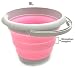 Produktbild SAMMART Faltbarer Plastikeimer - Faltbare runde Wanne - Tragbarer Wassereimer zum Angeln - Platzsparender Außenwassertopf (Grau/Rosa, 5L)