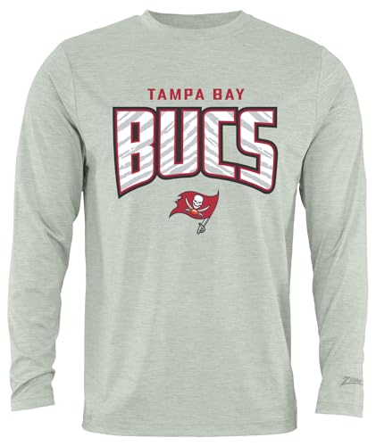 Zubaz NFL Men's Hail Mary Heather Gray Long Sleeve T-Shirt, Tampa Bay Buccaneers, 3X-Large
