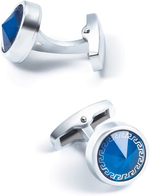 Round Rhinestone Glass Metal Crystal Cufflinks French Shirt Cufflinks for Men and Women