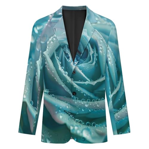 Hipsteres Turquoise Rose Men's Suits Dress Business Formal Suit Print Jackets Coat For Wedding Party4