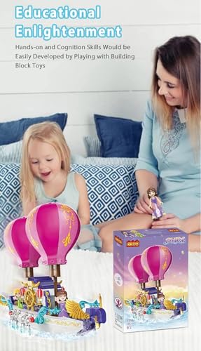 Image of Fairy Girls Magic Cruise Ship Building Set - 358 PCS Rapunzel Magic Boat Model | Princess Series Building Blocks | Transforming Hot Air Balloon Sailboat Toy | Gift for Girls Ages 6-12
