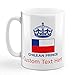 ustom ceramiczny kubek do kawy chilijski książę korona kraje biała filiżanka do herbaty spersonalizowany tekst tutaj