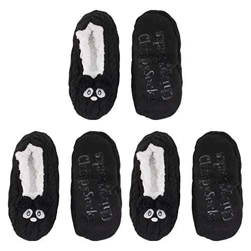 Image of BambooMN Adult Women Super Soft Warm Cozy Fancy Yarn Slippers Non-Slip Lined Socks, Indoor Comfy House Slippers, 3 Pairs