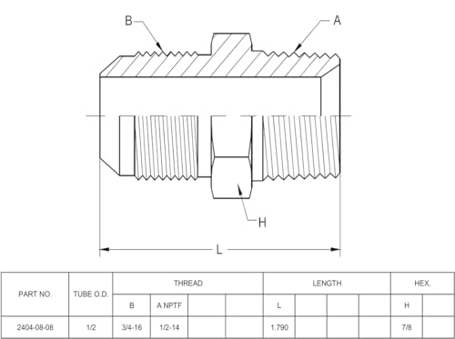 Image of (2-PACK) 2404-08-08 Hydraulic Hose Adapter Fitting 1 /2 inch Male JIC 37 Flare (3 /4 inch-16UNF) x 1 /2 inch Male (1 /2 inch-14NPTF) SAE Straight Pipe Joints Tube Connector Carbon Steel