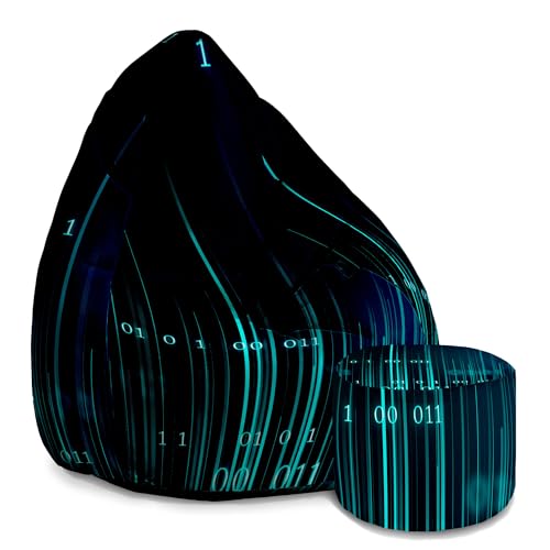 DreamRoots Sitzsack Erwachsene mit Füllung 80x80x120cm - Samt Stoff 300 gr/m2 Sitzsack mit Lehne und Hocker und Bezug - Sitzkissen Boden - Chill Sack