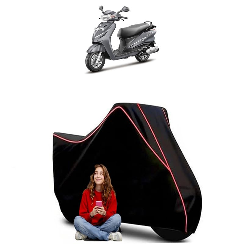 Image of Duet 125 Scooty Bike Cover Water Resistant Outdoor Use Universal Fit Scooters Motorcycles Heavy Duty UV Protection Dust Rain Scratch Resistant Elastic Bottom Black Blue Piping