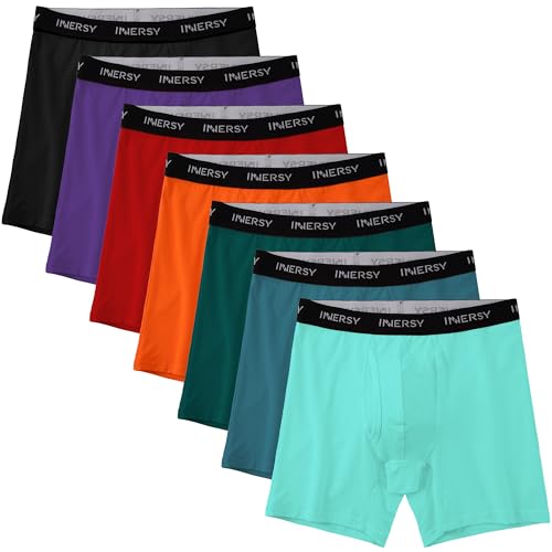INNERSY Men's Cotton Underwear 7-Pack Colorful Boxer Briefs with Fly for a Week