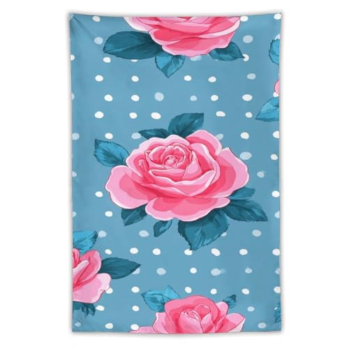 Tapisserie en polyester rose rose et bleu Jubonexis pour decoration de chambre 101x152 cm