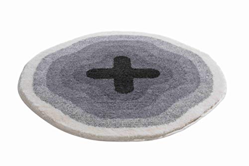 Grund Exclusive Designer bath mat KARIM RASHID, ultra soft and absorbent, anti slip, KARIM 03, 90 cm round, grey