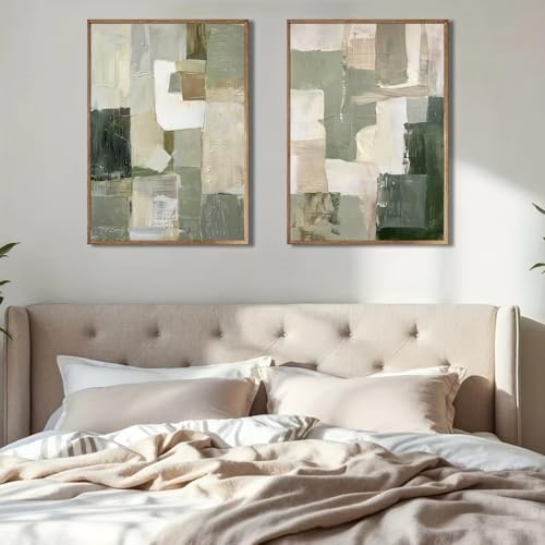 Affiche murale minimaliste abstraite verte 42x60cm lot de 2