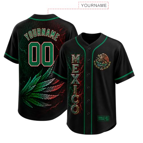 Mexico Baseball Jersey Men Custom Name Number – Mexican Flag Colors Shirt, Cinco de Mayo Outfit, Pinstripe Button Down Jersey miniatura 3