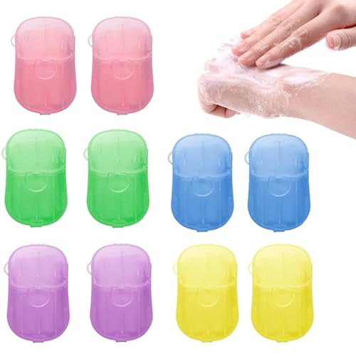 JYNXOR 10pcs Hojas de Jabón, Papel de Jabón, Jabon Papel Mini PortáTiles, Hojas de Jabón de Papel, escamas de jabón, Mini Jabón de Papel portátil para Viajes Camping Lavado de Manos Actividades Al Air