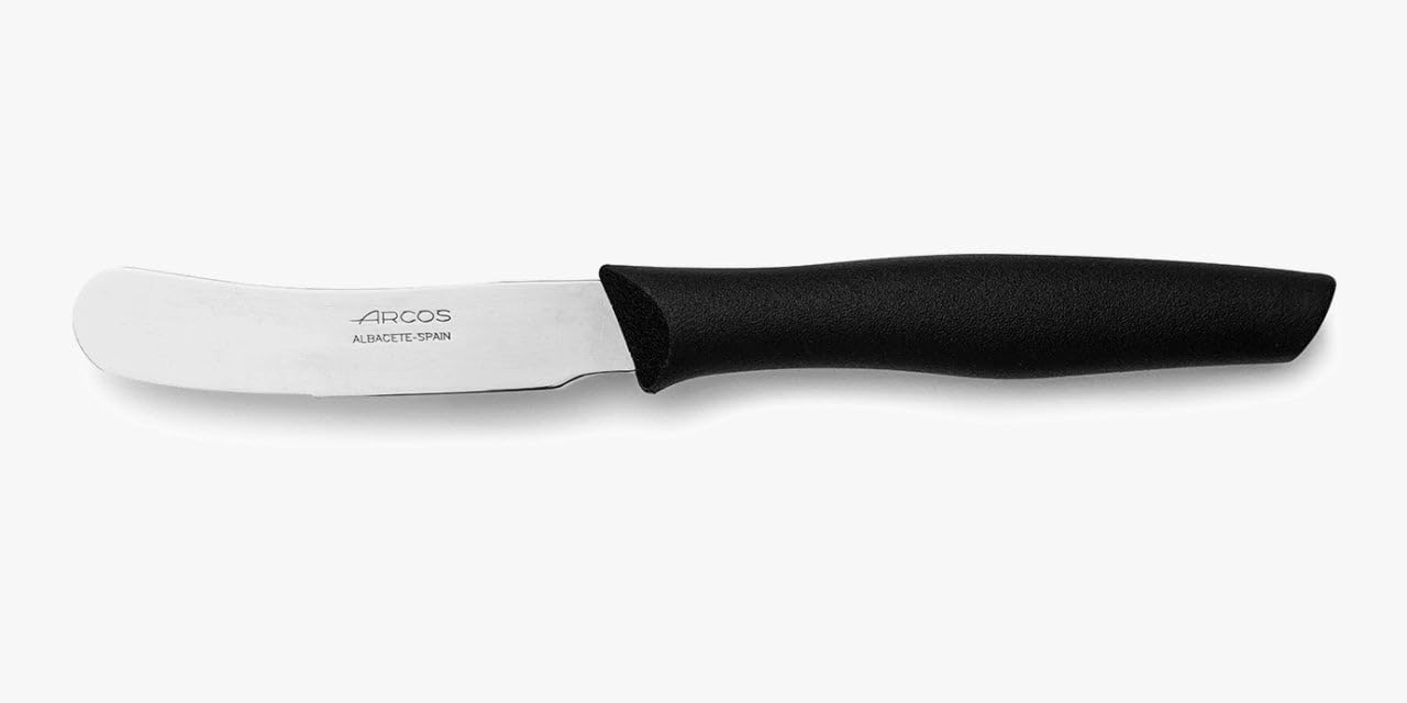 Arcos Serie Nova - Cuchillo para mantequilla 3" con Hoja Acero Inoxidable Nitrum y mango polipropileno negro - Duradero, ergonómico e higiénico (7'')
