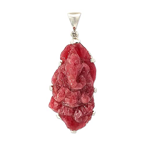 Starborn Carved Rhodonite Stone Pendant Necklace (22') Red