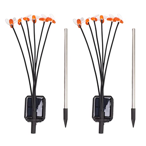 Pilipane Lampe solaire sur piquet en forme d'abeille colorée, étanche IP65, 6 têtes, réaliste, décorative, pour jardin, pelouse, fête, ABS, acier inoxydable, 70 cm, 27,5 pouces, 276 g, 9,7