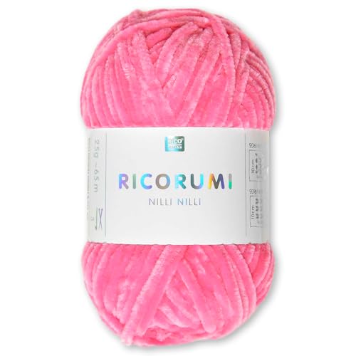 Frida's Wollhaus Rico Design Amigurumi - Gomitolo di ciniglia Ricogurumi Nilli Nilli Nilli Amigurumi, morbida, vellutata, per lavorare a maglia, 30 colori (028, rosa fluo)