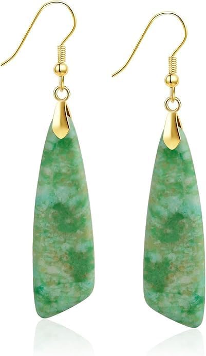 Jasper Stone Earrings for Women Trendy Dangle Earrings Fishhook Drop Earrings