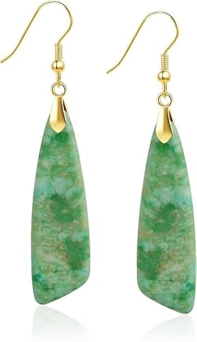 Jasper Stone Earrings for Women Trendy Dangle Earrings Fishhook Drop Earrings (Cyan-Gold Color Hook)