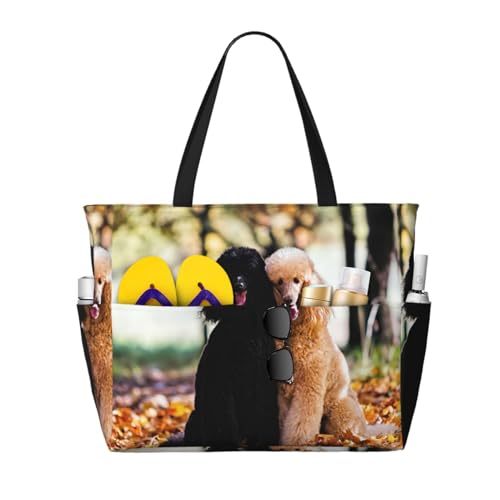Sac de plage imprimé caniche royal grand cabas de marche automnale pour femme