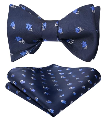 Image of HISDERN Bow Ties for Men Self Tie Animal Bowties Pocket Square Woven Silk Fun Bowtie Handkerchief Set for Wedding Party