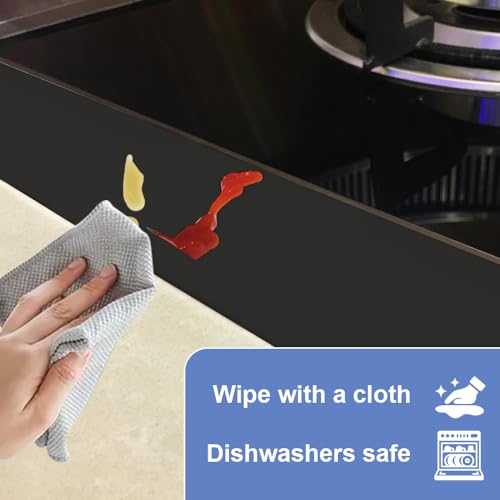 Image of Silicone Stove Gap Covers 25 Inch Side Stove Gap Filler 2pcs Folding Black
